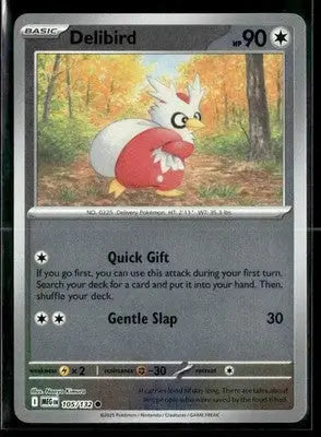 ME01: Mega Evolution Delibird Reverse Holo Common,Colorless #105/132 NM - Pokémon Card Single