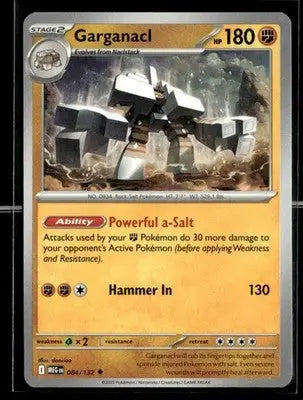 ME01: Mega Evolution Garganacl Uncommon,Fighting #084/132 - Pokémon Card Single