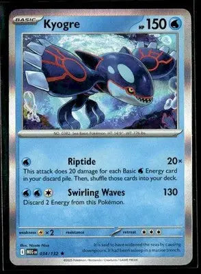 ME01: Mega Evolution Kyogre Holo Rare,Water #034/132 - Pokémon Card Single