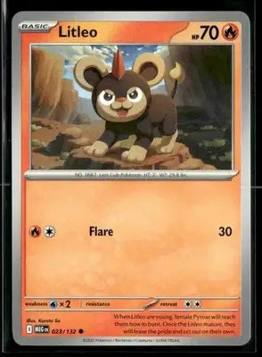 2025 Mega Evolution Litleo #023/132 Base Common NM - Pokémon Card Single