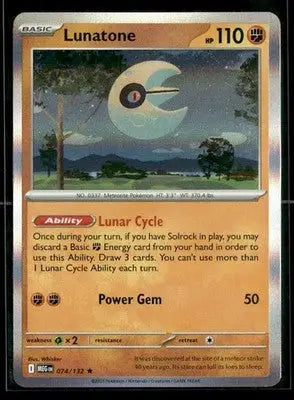 ME01: Mega Evolution Lunatone Holo Rare,Fighting #074/132 - Pokémon Card Single