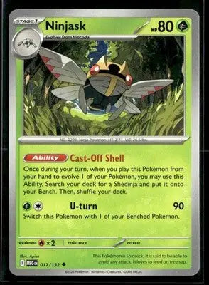 ME01: Mega Evolution Ninjask Uncommon,Grass #017/132 - Pokémon Card Single