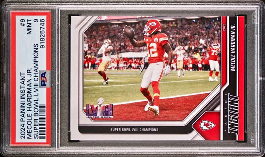 Mecole Hardman Jr. 2023 Panini NFL Superbowl LVIII Champions #9 Card PSA 9 Mint - Football Card Single