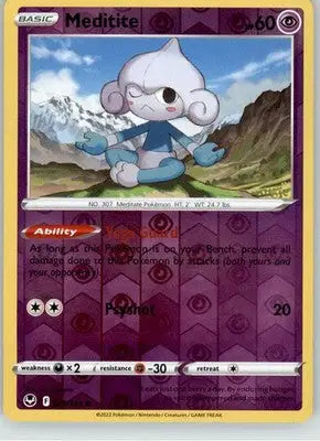 Meditite - Silver Tempest - 072/195 - Reverse Holo LP Pokemon - Pokémon Card Single