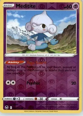 Meditite - SWSH12: Silver Tempest - Reverse Holo LP - #072/195 - Pokémon Card Single