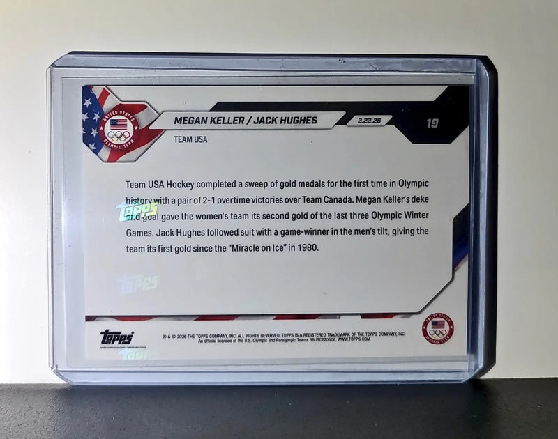 Megan Keller / Jack Hughes 2026 Topps Now #19 Team USA Olympics Card