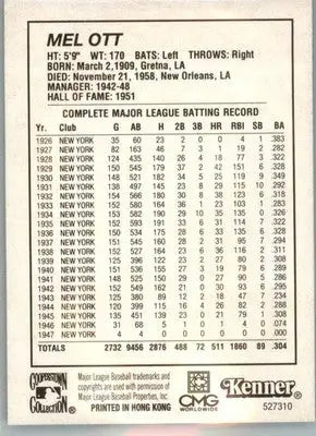 Mel Ott - 1996 Kenner Starting Lineup Cooperstown Collection - #527310 - Action Figure & Toy