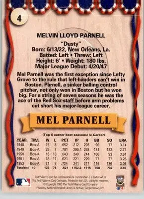 Mel Parnell - 1993 Ted Williams - #4 - Baseball - Baseball Card Single