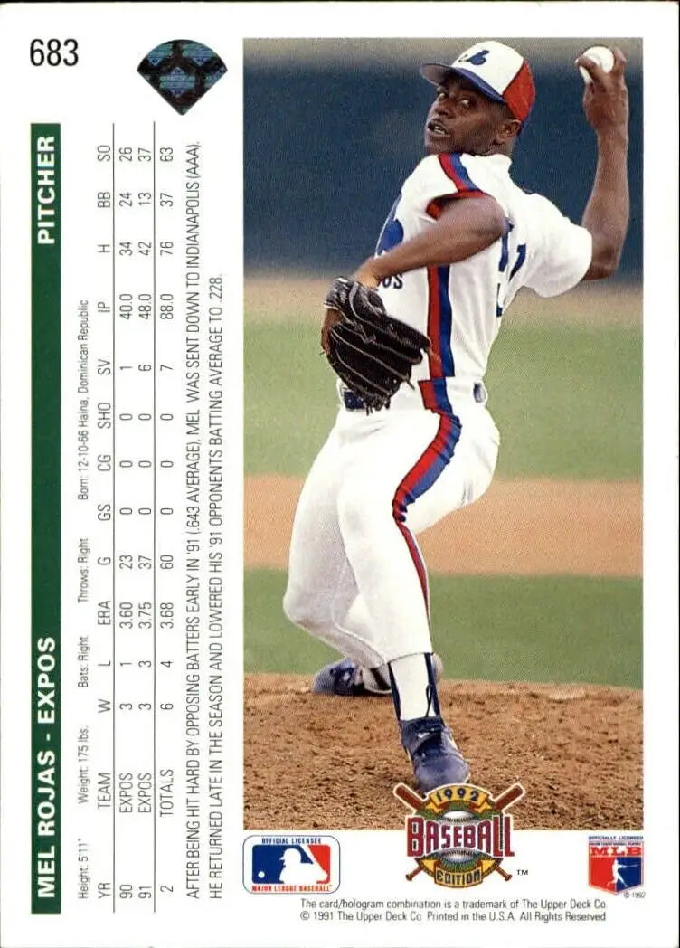 Mel Rojas 1992 Upper Deck MLB #683 Baseball Card Montreal Expos - Baseball Card Single