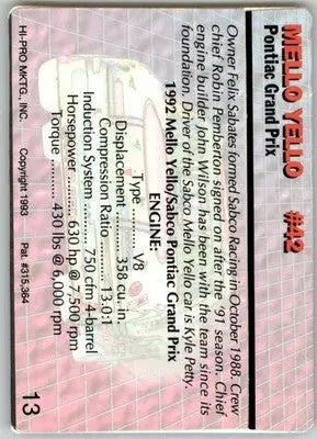 Mello Yello #42 - 1993 Action Packed - #13 - Racing - Racing Card Single