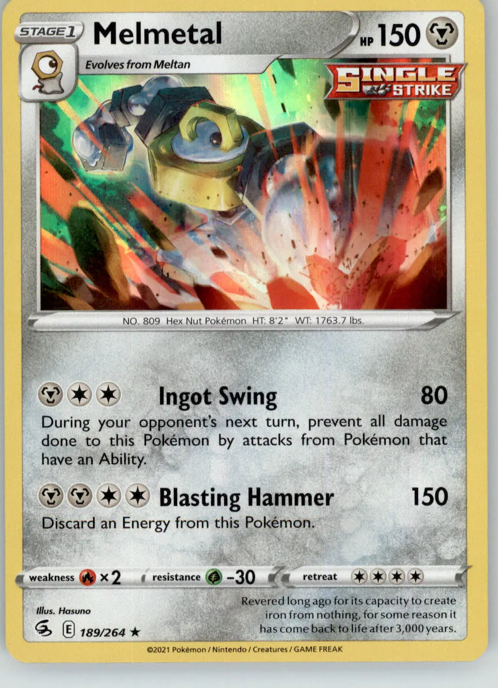 Melmetal - Fusion Strike - 189/264 - Holo NM Pokemon - Pokémon Card Single