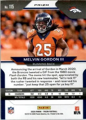 Melvin Gordon III - 2020 Panini Prizm - #115 - Prizm Disco Football - Football Card Single