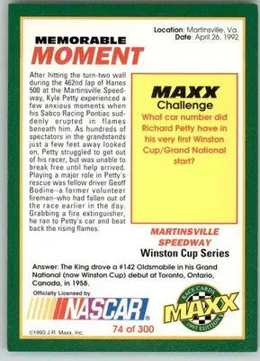 Memorable Moment - 1993 Maxx - #74 - Racing - Racing Card Single