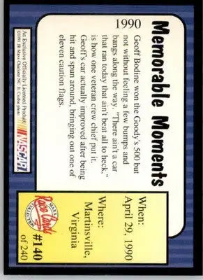 Memorable Moments - 1991 Maxx - #140 - Racing - Racing Card Single