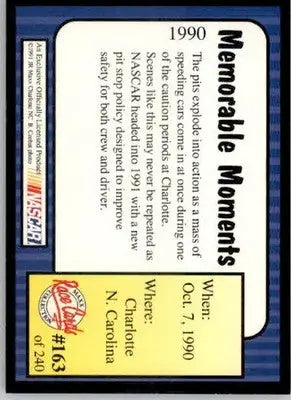 Memorable Moments - 1991 Maxx - #163 - Racing - Racing Card Single