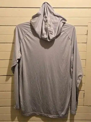 Mens 2XL Hooded Long Sleeve Polyester Sun Shirt Breathable Light Gray - Apparel