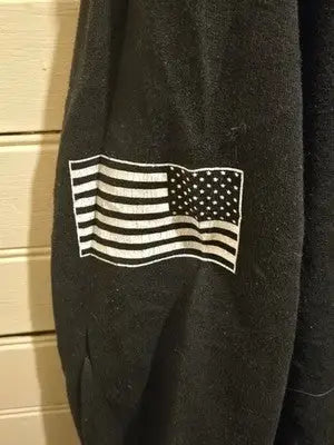 Mens Black Graphic Sweatshirt Skull Headdress Long Sleeve Crewneck USA Flag - Apparel
