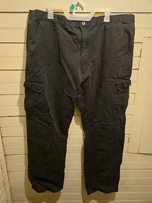 Men’s Cargo Pants 42 32 Black 100% Cotton Utility Workwear Relaxed Fit - Apparel