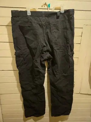 Men’s Cargo Pants 42 32 Black 100% Cotton Utility Workwear Relaxed Fit - Apparel