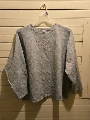 Mens L 26-28W Light Gray Pullover Sweatshirt V-Notch Cotton Polyester Oversized - Apparel