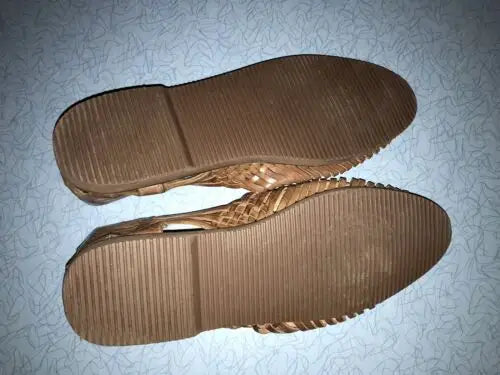 Brown woven leather huraches sandals with ridged soles for men size 12