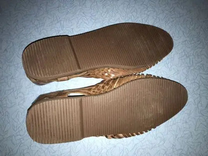 Brown woven leather huraches sandals with ridged soles for men size 12
