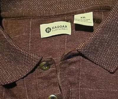 Mens XXL Haggar Dress Shirt Red Long Sleve Box Padern - Apparel