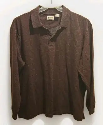 Mens XXL Haggar Dress Shirt Red Long Sleve Box Padern - Apparel