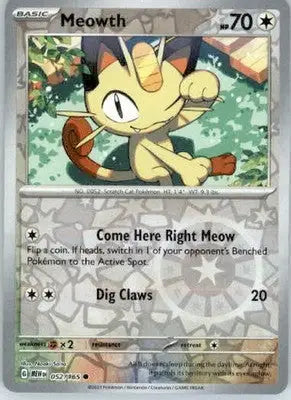 Meowth - SV: Scarlet & Violet 151 - 052/165 - Reverse Holo NM - Pokémon Card Single