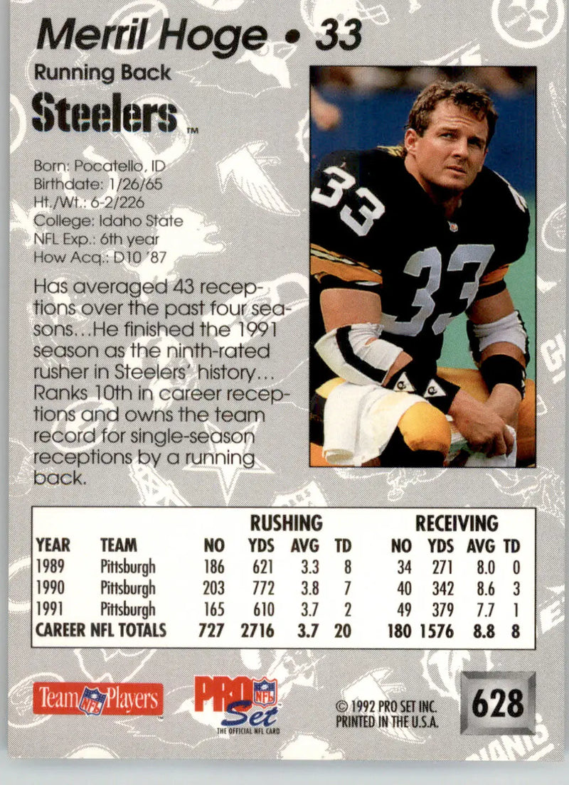 Merril Hoge - 1992 Pro Set - #628 - Football - Football Card Single