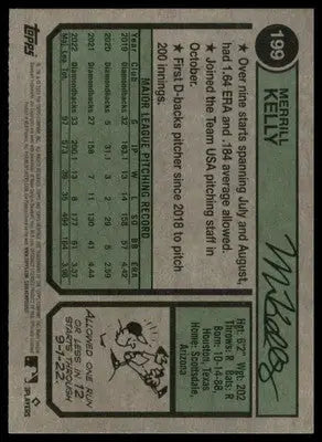 Merrill Kelly 2023 Topps Heritage #199 Arizona Diamondbacks - Baseball Card Single