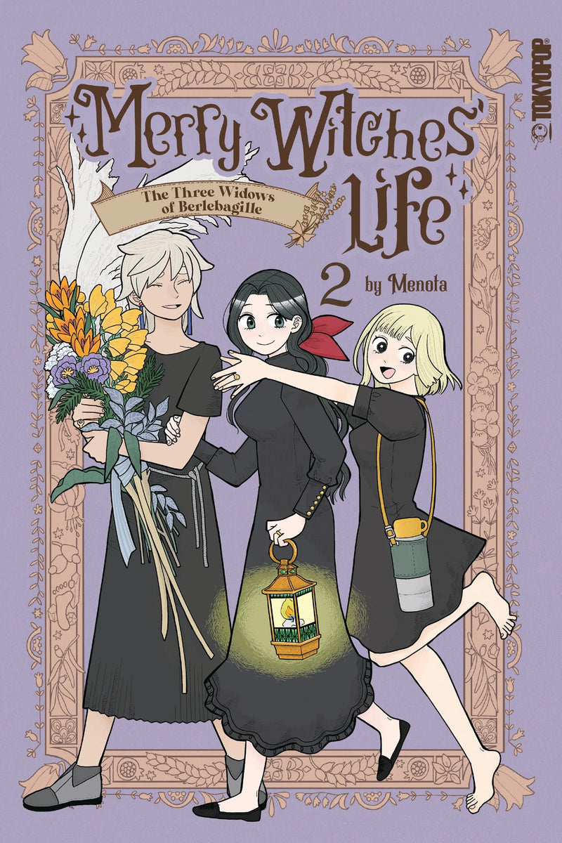 Manga comic book cover of Merry Witches Life Volume 2 with three witches walking together
