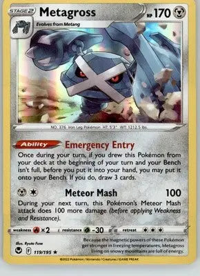 Metagross - Silver Tempest - 119/195 - Holo LP Pokemon - Pokémon Card Single