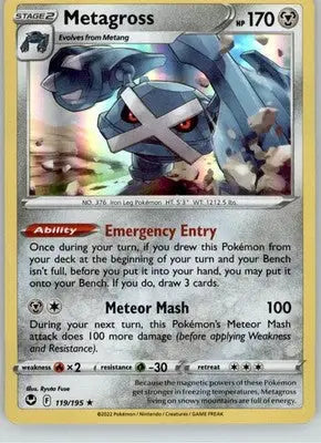 Metagross - Silver Tempest - 119/195 - Holo MP Pokemon - Pokémon Card Single