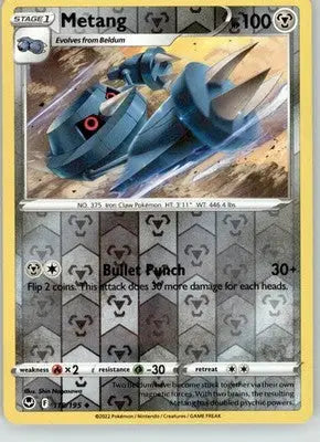 Metang - Silver Tempest - 118/195 - Reverse Holo LP Pokemon - Pokémon Card Single