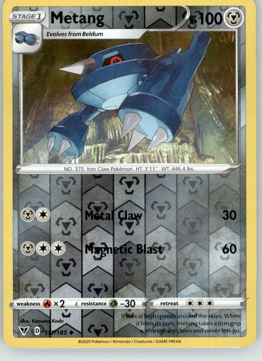 Metang - Vivid Voltage - 117/185 - Reverse Holo LP Pokemon - Pokémon Card Single