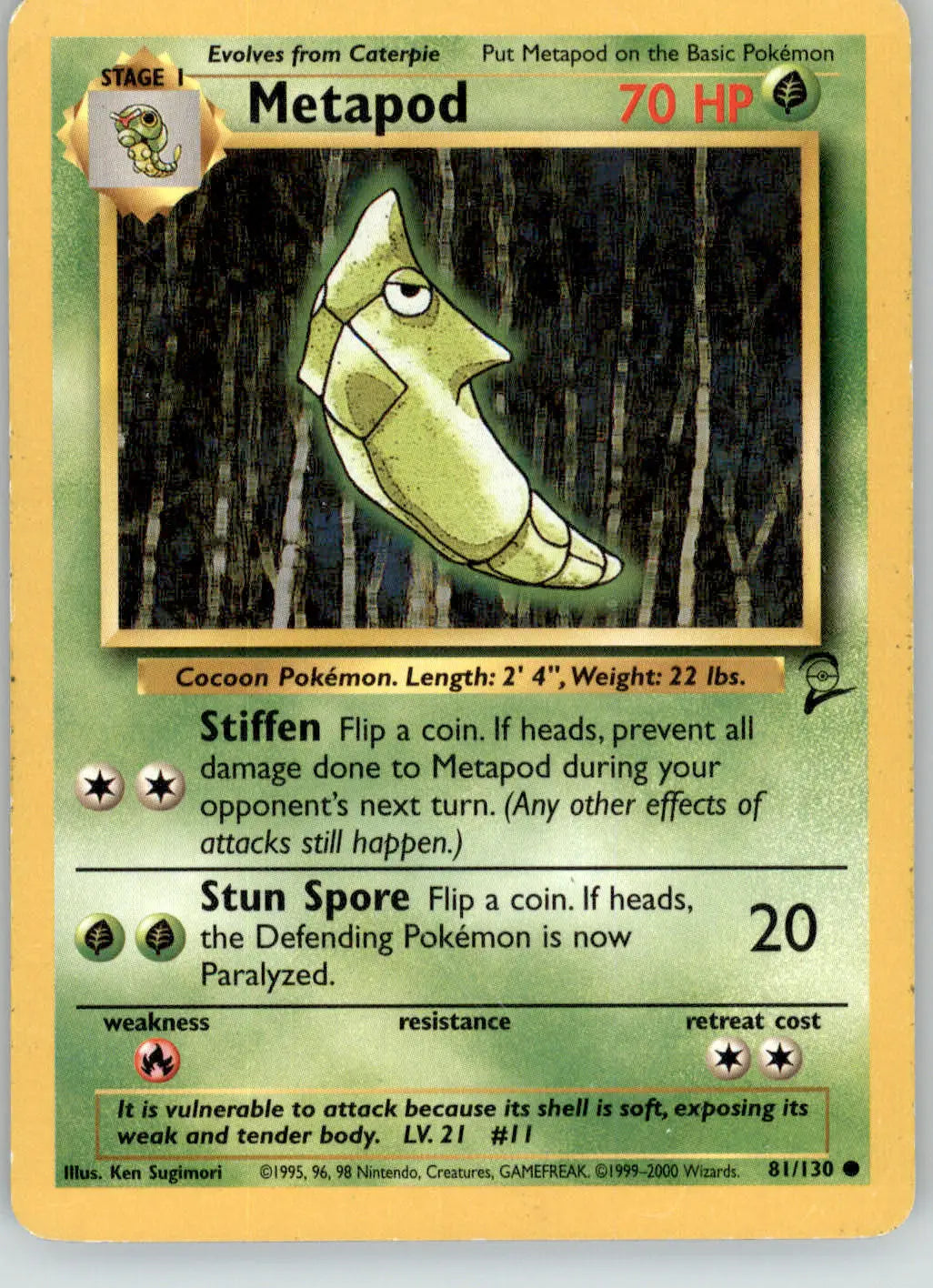 Metapod - Base Set 2 - 81/130 - MP Pokemon - Pokémon Card Single