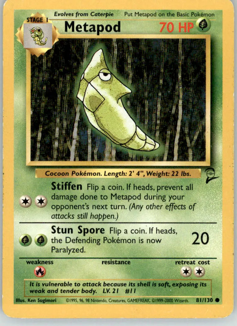 Metapod - Base Set 2 - 81/130 - MP Pokemon - Pokémon Card Single
