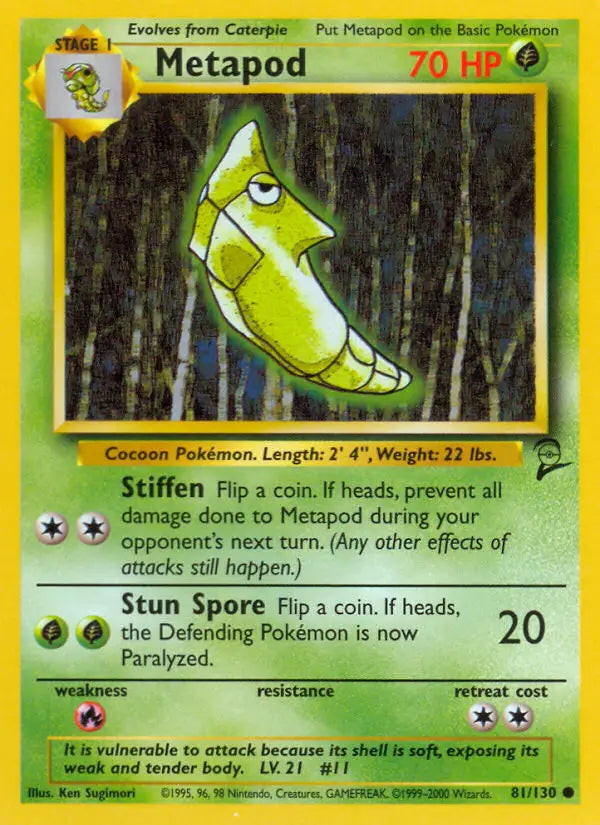 Metapod - Base Set 2 - 81/130 - MP Pokemon - Pokémon Card Single