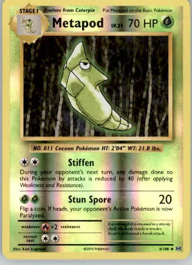 Metapod - XY - Evolutions - 4/108 - Reverse Holo LP - Pokémon Card Single