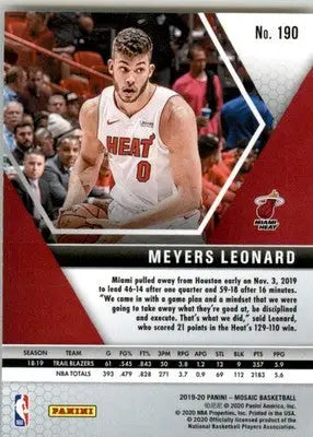 Meyers Leonard - 2019-20 Panini Mosaic - #190 - Basketball - Basketball Card Single