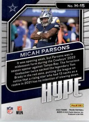 Micah Parsons - 2022 Panini Prizm - #H-15 - Hype Football - Football Card Single