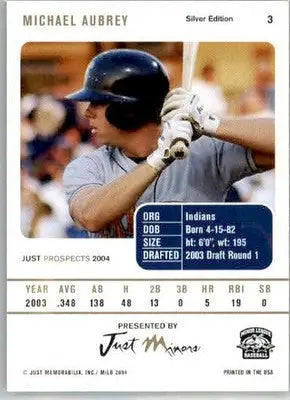 Michael Aubrey - 2004 Just Prospects - #3 - AUTO Silver Baseball - Baseball Card Single