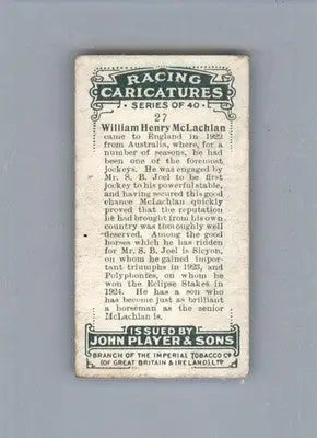 Michael Beary - 1925 Player’s Racing Caricatures - #3 - Horse Racing - Racing Card Single