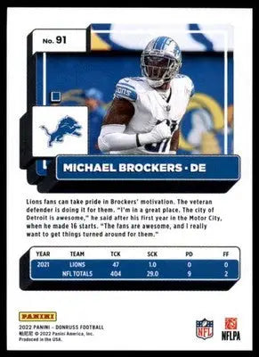 Michael Brockers 2022 Donruss #91 Detroit Lions - Football Card Single