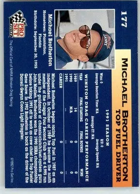 Michael Brotherton - 1992 Pro Set NHRA - #177 - Racing - Racing Card Single