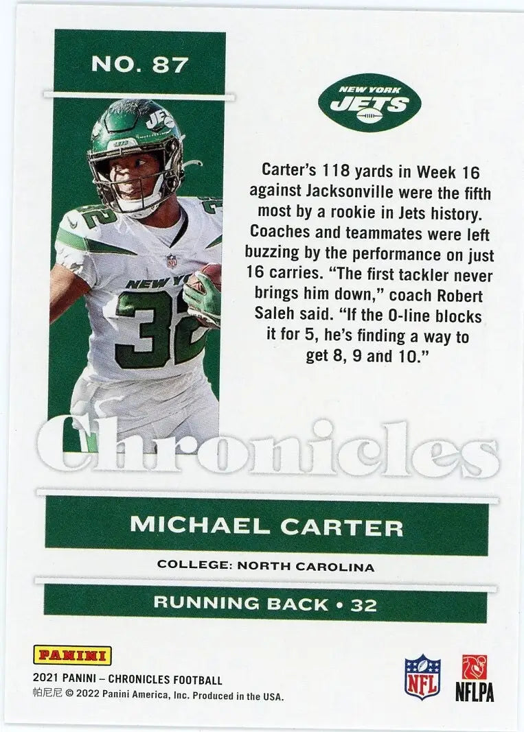 Michael Carter Rookie 2021 Panini Chronicles Pink #87 New York Jets Football NFL - Football Card Single