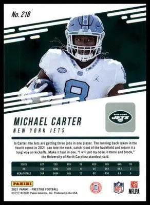 Michael Carter Rookie 2021 Panini Prestige Xtra Points Sunburst #218 NY Jets - Football Card Single