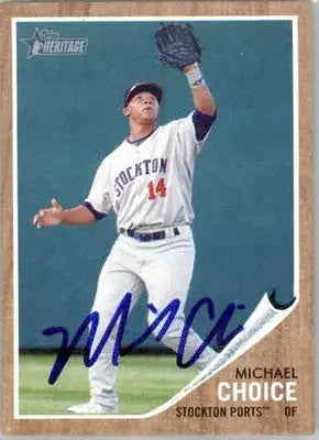 Michael Choice - 2011 Topps Heritage Minor League - #7 - AUTO Baseball - Baseball Card Single