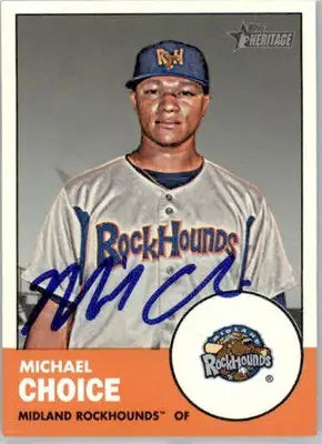 Michael Choice - 2012 Topps Heritage Minor League - #220 - AUTO Baseball - Baseball Card Single